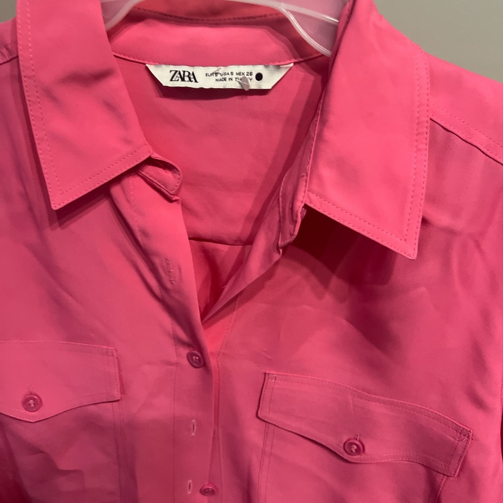 Zara Fuchsia Button-Up Blouse